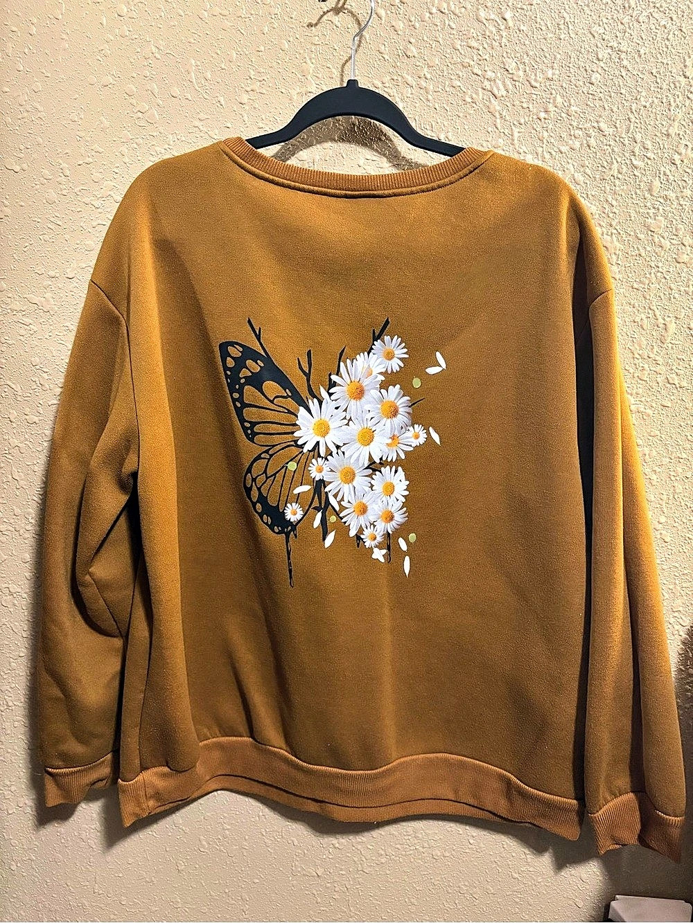 SHEIN Curve Butterfly Floral Sweatshirt Brown 2XL Like New